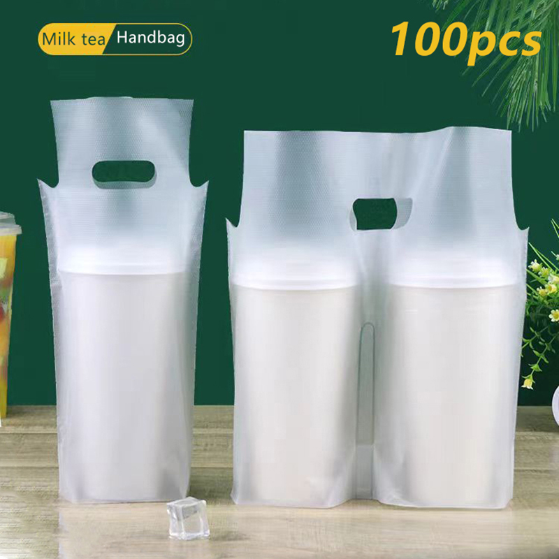 Coffee Tea Cups - 100 Stück Einweg-Milchtee-Verpackungsbeutel, mattiert, transparent, für