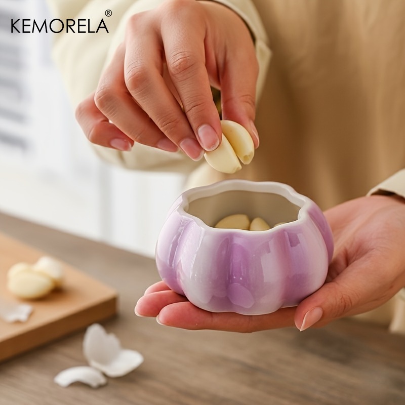 Tea Coffee Sugar Container - 1 Stück Lila Knoblauch-Keramik-Aufbewahrungsdose Wiederverwendbarer Küchen-Knoblauchbehälter