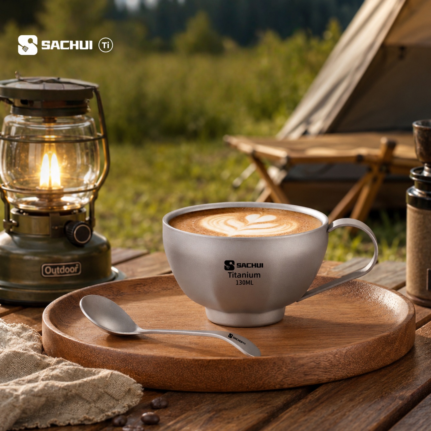 Coffee Tea Latte - Titan-Doppelwand-Kaffeetasse für Outdoor-Camping, ultraleicht, für Latte,