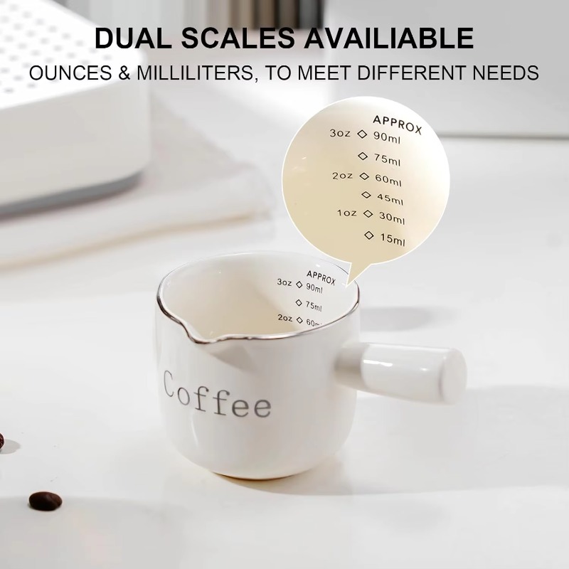 Coffee Tea Cups - Mini-Keramik-Kaffeetasse mit Griff, V-förmiger Auslauf, Milchbecher,