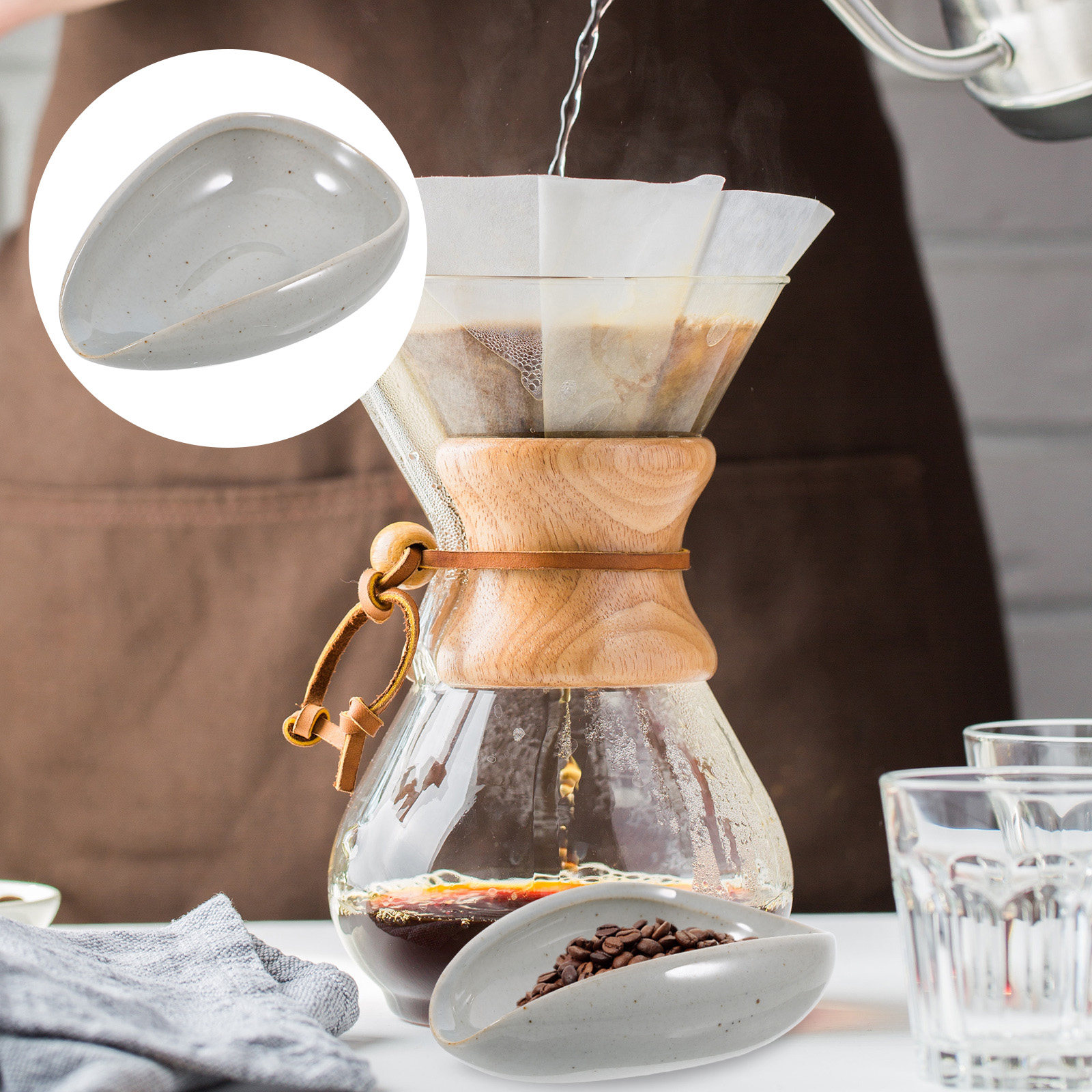 Coffee Tea Home - Keramik-Dosierschale für Kaffeebohnen, Wiegeschale für gemahlenen