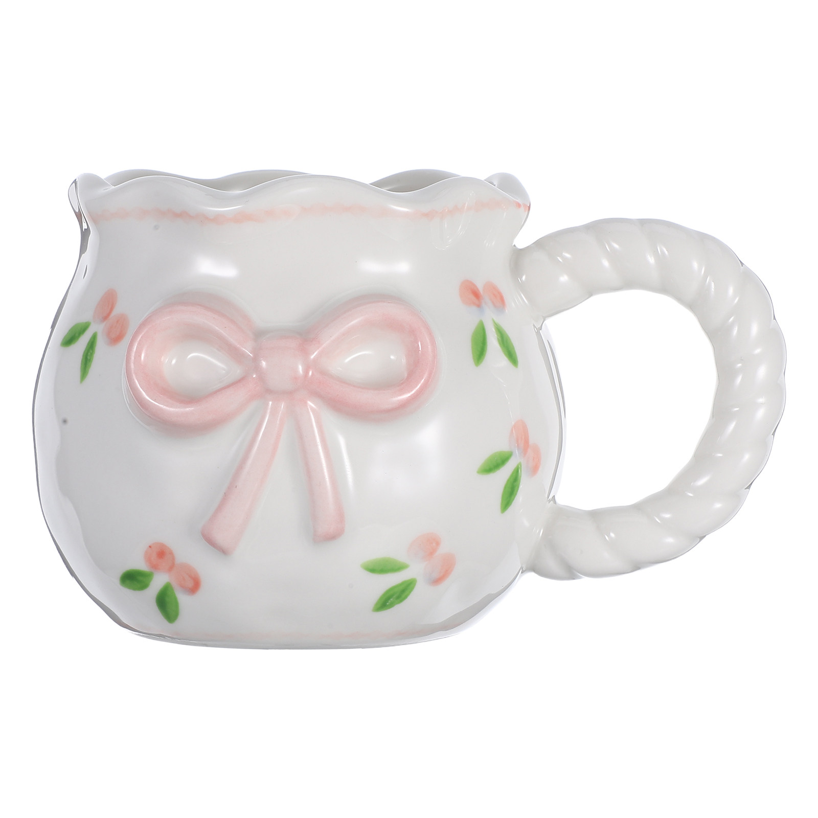 Morning Tea Coffee - Niedliche Keramik-Kaffeetasse mit Schleifenmuster, handgefertigt, 3D-Design,