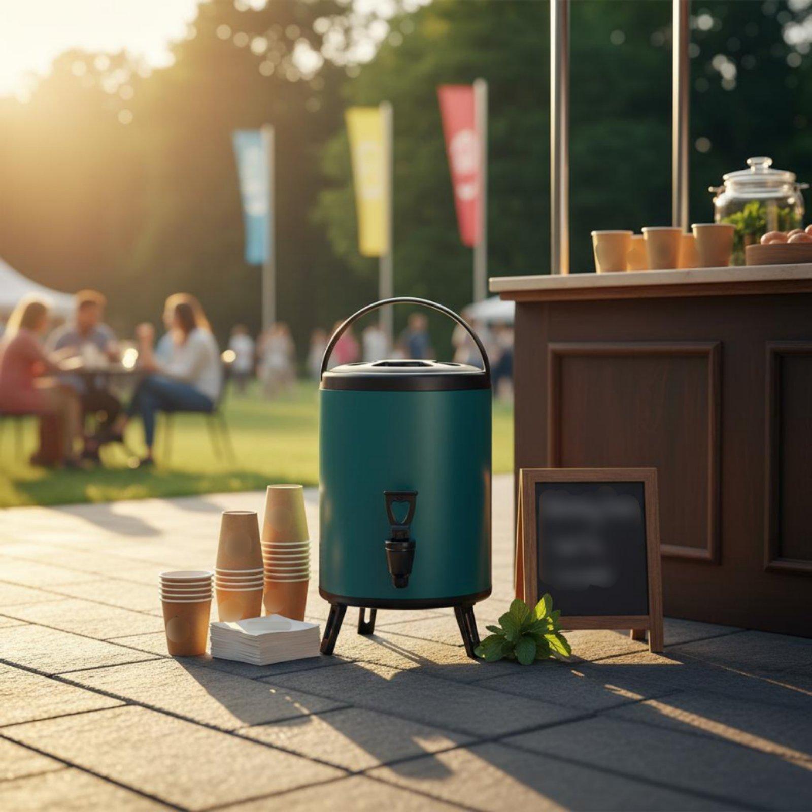 Coffee Tea Urn - Heiß-Kalt-Isolierter Getränkespender für den Arbeitsplatz, Edelstahl-Getränkekanne