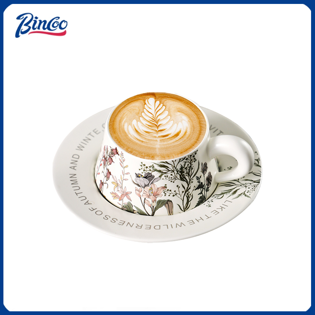 Coffee Tea Latte - BINCOO 260 ml Keramik-Kaffeetasse mit Untertasse,