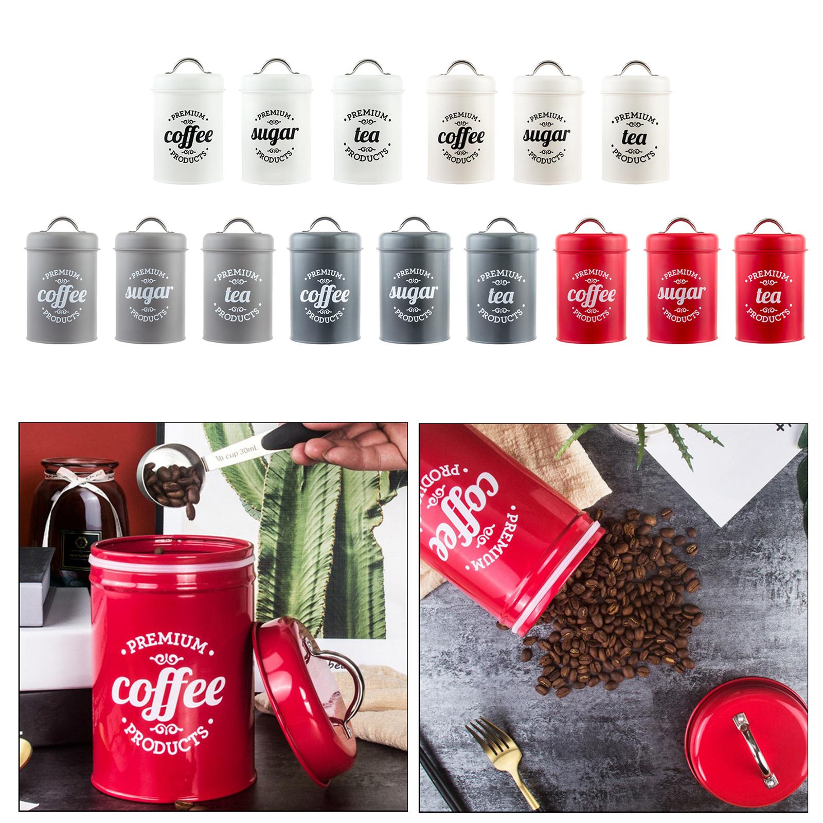 Coffee Tea Canister Set - Metall-Küchenbehälter-Set Kaffee-Tee-Zucker-Dosen Lebensmittel-Aufbewahrungsdosen 10,5x18cm
