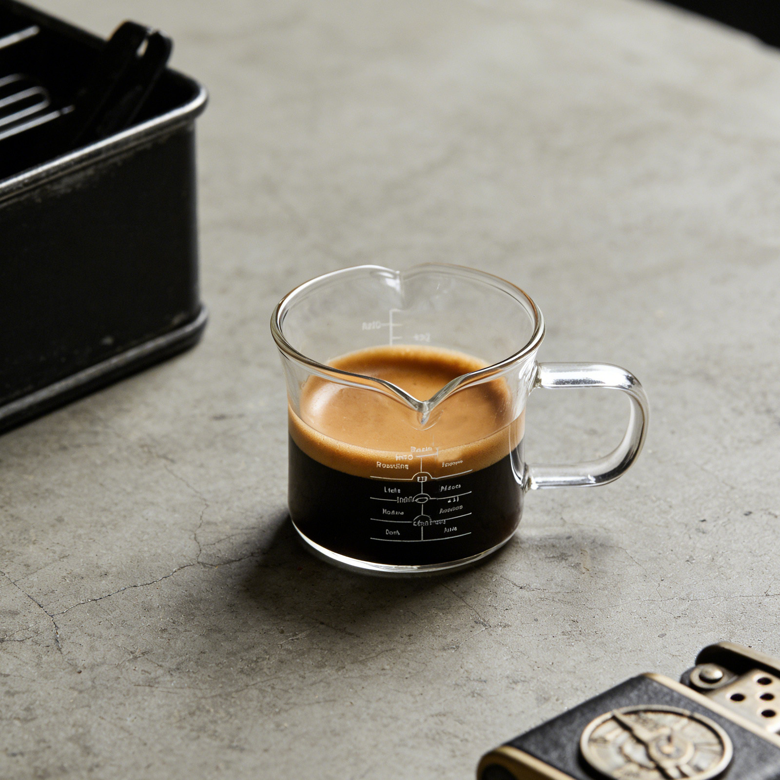 Coffee Tea Cups - Doppeltrichter-Messbecher aus Glas, 100 ml, Kaffeekrämer-Karaffe