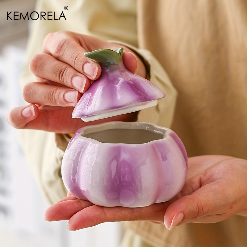 1 Stück Lila Knoblauch-Keramik – Tea Coffee Sugar Container Bewertung und Preis