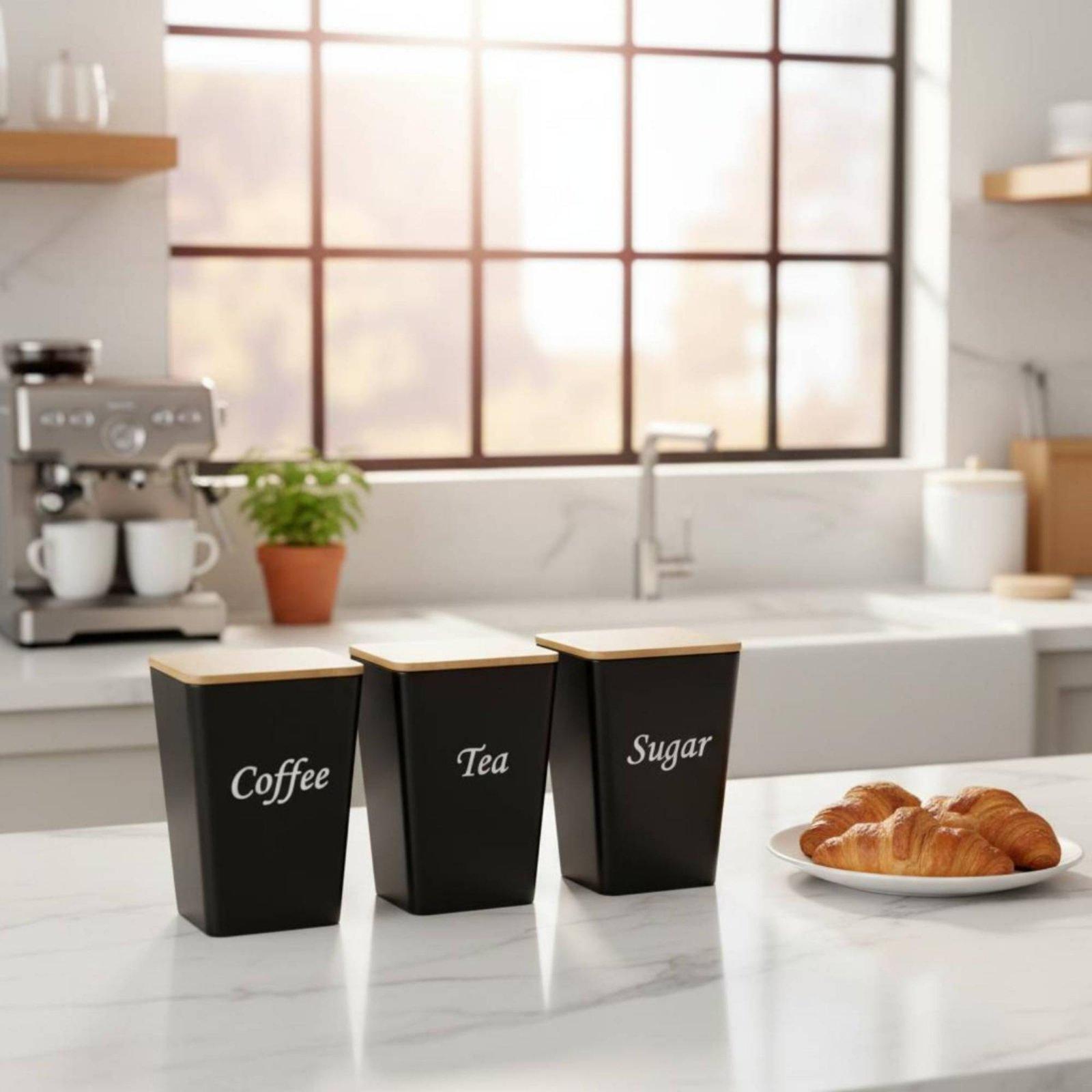 Metallbehälter-Set mit Bambusd – Coffee Tea Canister Set Bewertung und Preis